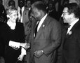 Mayor Harold Washington greets former Mayor Jane Byrne, with Sen. Paul Simon on the right, in the 1980s. Photos by Tracy Baim