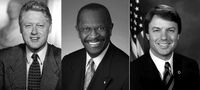Bill Clinton (left to right), Herman Cain, and John Edwards are just three individuals whose political careers have gotten the short end of the stick due to the cock.
