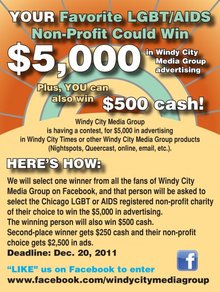 Chicago contest to award $7,500 in advertising to LGBT or AIDS non-profit