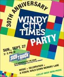 Windy City Times 30th anniversary Sept. 27