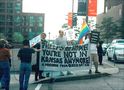 Pennycuff (center) protesting Fred Phelps during the 1996 Democratic National Convention in Chicago.