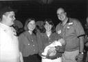 Mayor Daley's Pride reception, June 1996. From left: Castillo, Cathy Plottke and Laura Rissover with their baby, and John Pennycuff. Photo by Tracy Baim