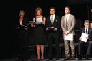 From left: Jamie Lee Curtis, Christine Lahti, Matt Bomer, Matthew Morrison and George Clooney at the March 3 Prop 8 reading. Photo by Michael Underwood/ABImages