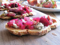 Crostini with beets and Skuna Bay salmon at Ceres' Table. Photo by Andrew Davis