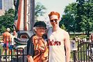 Corbin Woodling and Patricia Nell Warren at the totem pole. Warren was in Chicago  for the 1996 Proud to Run race. Photo from Frontrunners