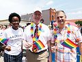 Among the representatives who voted for the act were (left to right) Lauren Underwood, Bill Foster and Sean Casten. Photo from 2018 Aurora Pride Parade by Tracy Baim