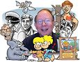 Howard Cruse with collage of characters. Image courtesy of Jay Blotcher