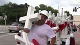 Greg Zanis with Pulse Memorial crosses. Facebook photo run with permission