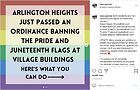 Arlington Heights bans Pride and Juneteenth flags. Image from Instagram account of Luke Sparreo