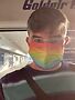 Scott Schmidt with rainbow mask. Image courtesy of Schmidt=