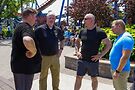 Cedar Point employee Tony Clark welcomes Chef Robert Irvine (2nd from and his team of chefs to Cedar Point in Sandusky, Ohio. Image courtesy of Food Network