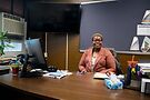 Jas Thurmond at her desk. Photo by Max Lubbers