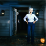 Jamie Lee Curtis (and Michael Myers) on the set of Halloween. Photo by Andrew Eccles/Universal Pictures