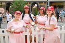 Attendees dressed as the Rockford Peaches. Photo by Daniel Boczarski/Getty Images for Prime Video 