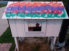 John Pennycuff's memorial library at Unity Park is graffitied