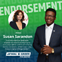 Susan Sarandon's endorsement of mayoral candidate Ja'Mal Green. Image courtesy of Green's campaign