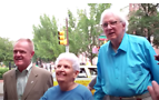 Ada Bello (center) with fellow activists Paul Paul Kuntzler and John James in 2015 in Philadelphia. Screenshot via YouTube/Tracy Baim