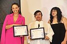 From left; Hattie B. Woods-Hayden Award Student Recipients Roni Lee and LeeLoo Rose with Yaz Tadross. Photo by Vern Hester