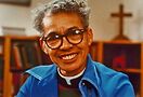 Pauli Murray seated in her study. Image source, Schlesinger Library, Harvard Radcliffe Institute 
